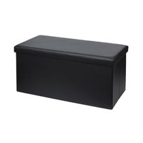 Puff Venus Rectangular Cuerpo de PVC Negro | Orange