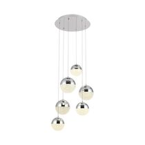 Lámpara Colgante LED 42W con 6 Esferas Plata | Orange