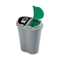 Basurero Plástico Doble Tapa Negra/Verde 50 Litros | Rimax