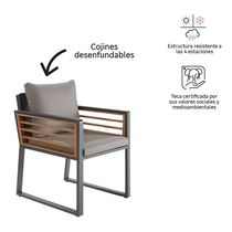 Sillón Comedor Exterior Gris de Aluminio | Naterial