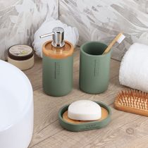 Jabonera Verde Caqui de Bambú/Poliresina | Tendance