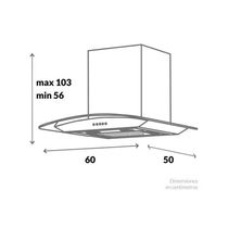 Campana Isla CX4660 60cm Cristal Plata | Challenger