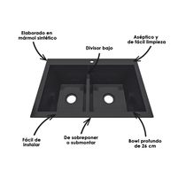 Lavaplatos de 2 Pozos Koa 84x56cm Negro | Firplak