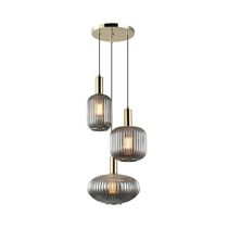 Lámpara Colgante E27 3x40W Vidrio con Relieve 100cm | Orange
