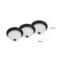 Plafón TriPack E27x2 en Vidrio Negro/Blanco | Home Delight