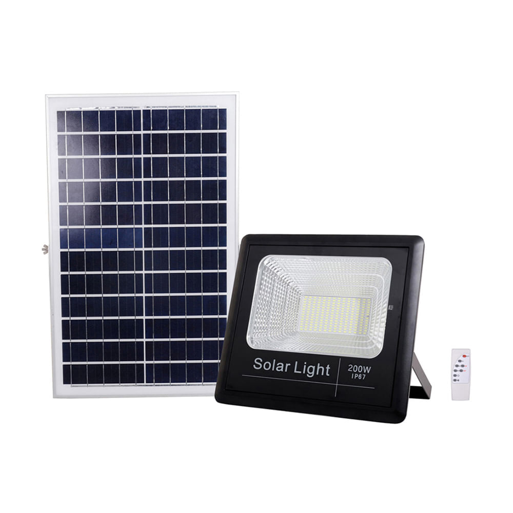 REFLECTOR LED CON PANEL SOLAR 200W - 18000LM 6000K - Villafuerte  Villafuerte S.A.C