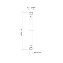 Tubo de Abasto 16" para Lavabo 1/2" Conexión Angular | FV
