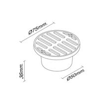 Rejilla Redonda con Sifón 75x50mm Aluminio | FV