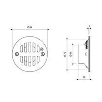 Rejilla 44mm para Piso Cuerpo de Bronce | FV