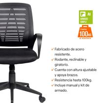 Silla Giratoria Nueva Lyon Negro | Orange