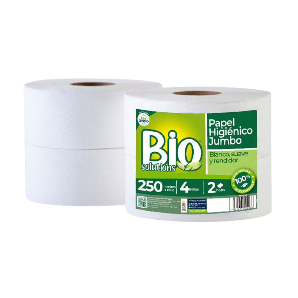 Papel Higiénico Jumbo 250m Doble Hoja Biosolutions En Promart