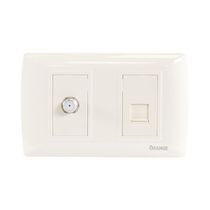 Toma Teléfono + Coaxial de Plástico Beige | Orange