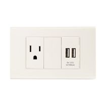 Tomacorriente + USB de Plástico Beige | Orange