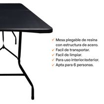 Mesa Catering Plegable Negra 180cm