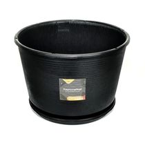 Macetero Grande Estriado Color Negro Braganzza