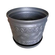 Maceta Azteca Mediana con Plato Color Plomo | Kantati