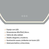 Espejo Blanco con LED 80x70x0,34cm | Orange