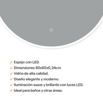 Espejo Blanco con LED 60x60x0,34cm | Orange