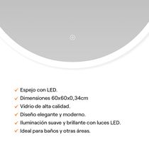 Espejo Blanco con LED 60x60x0,34cm | Orange