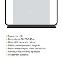 Espejo Negro con Repisa y LED 50x70x0,40cm | Orange