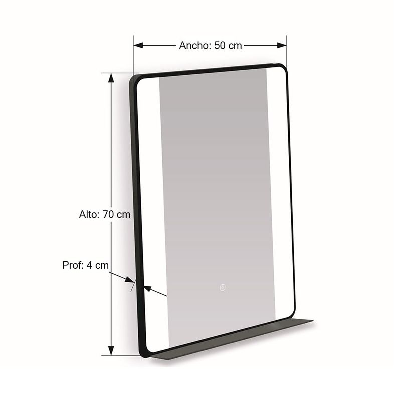 Espejo-Negro-con-Repisa-y-LED-50x70x040cm-|-Orange