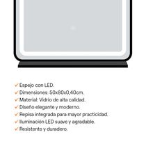 Espejo Negro con Repisa y LED 50x80x0,40cm | Orange