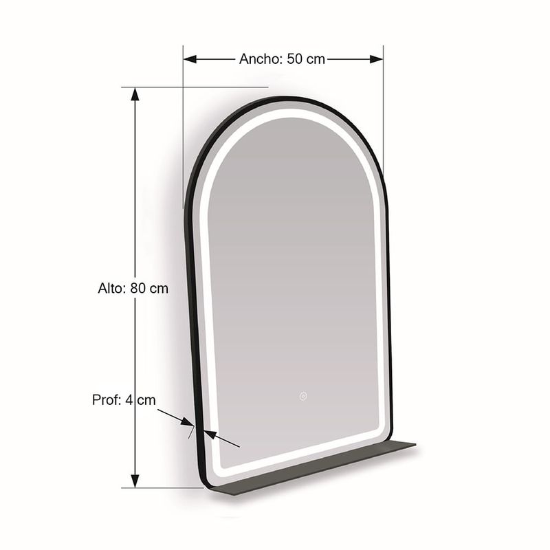 Espejo-Negro-con-Repisa-y-LED-50x80x040cm-|-Orange