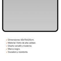 Espejo Negro Rectangular 50x70x0,15cm | Orange