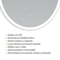 Espejo Blanco Ovalado con LED 50x60x0,34cm | Orange