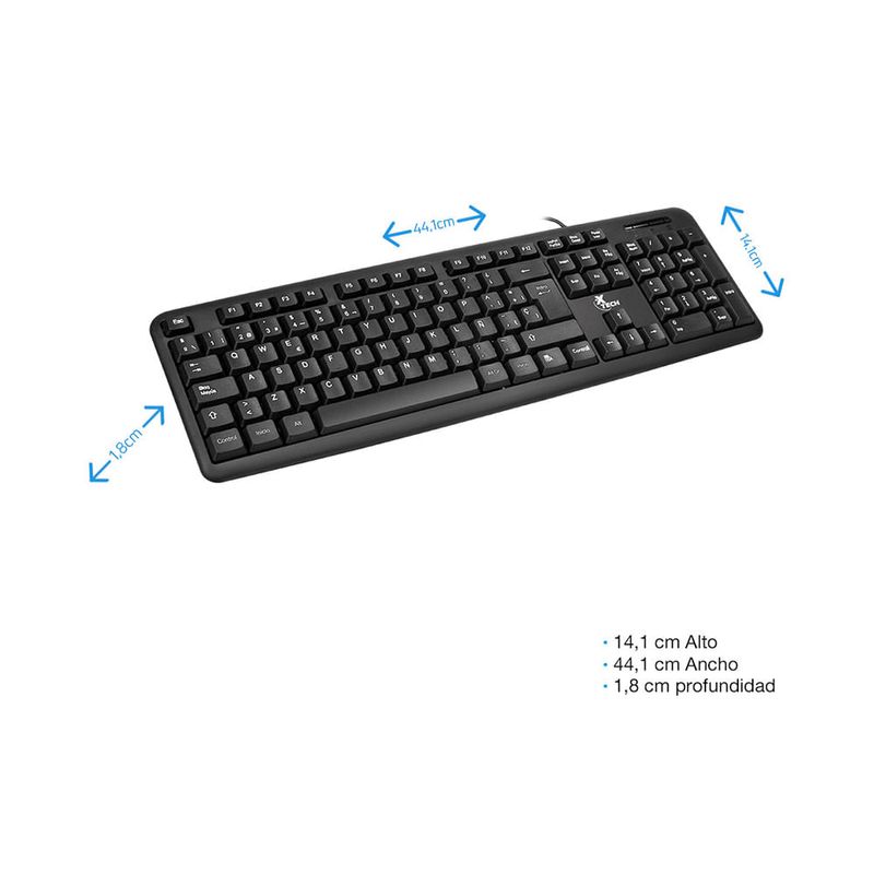 Teclado-Alambrico-Estandar-en-Español-|-XTech