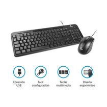 Dúo de Mouse y Teclado Multimedia Negro | XTech