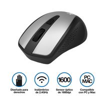 Mouse Inalámbrico Óptico 4 Botones Gris | Xtech
