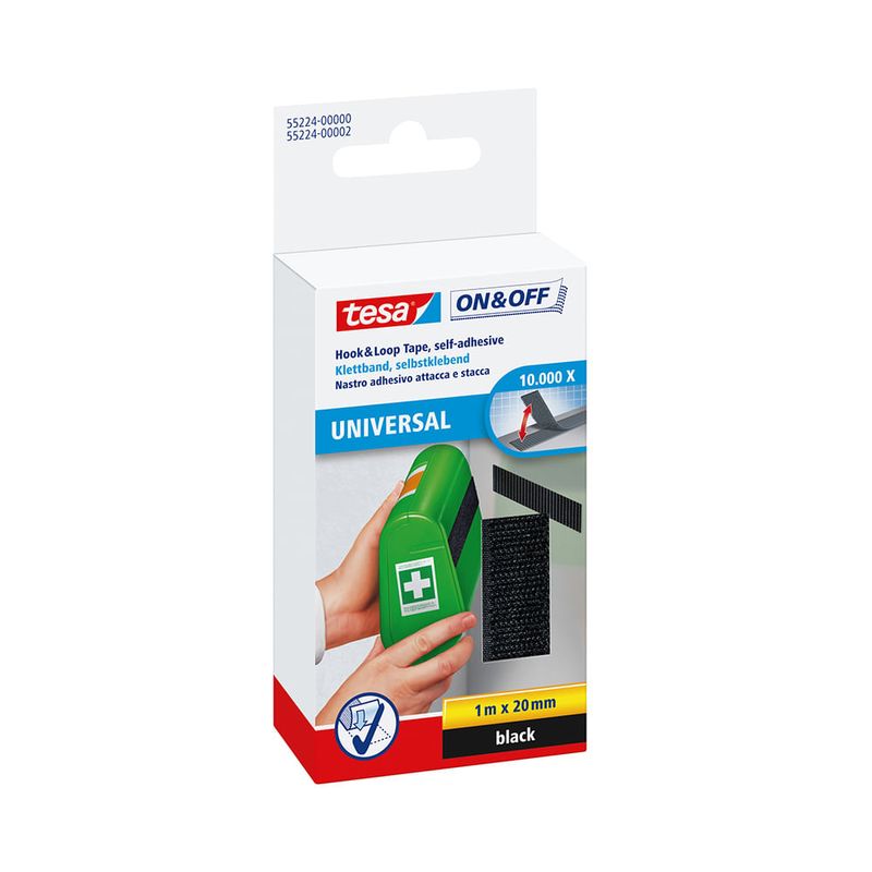 Velcro-On---Off-Cinta-1m-x-20mm-Negra-|-Tesa