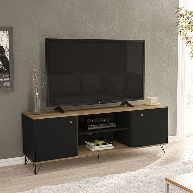 Mesa-para-TV-Kazan-Negro-Beige-|-Politorno