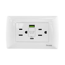 Tomacorriente + USB + USB Type-C Blanco | Orange