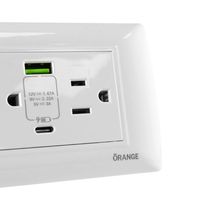 Tomacorriente + USB + USB Type-C Blanco | Orange