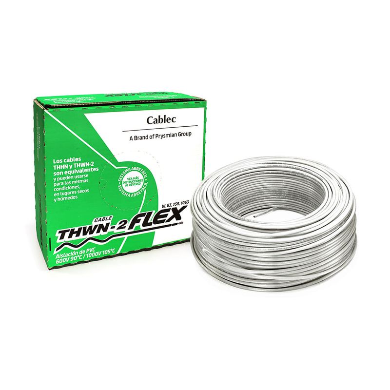 Cable-Flexible-14AWG-Blanco-600V-100m-|-Cablec