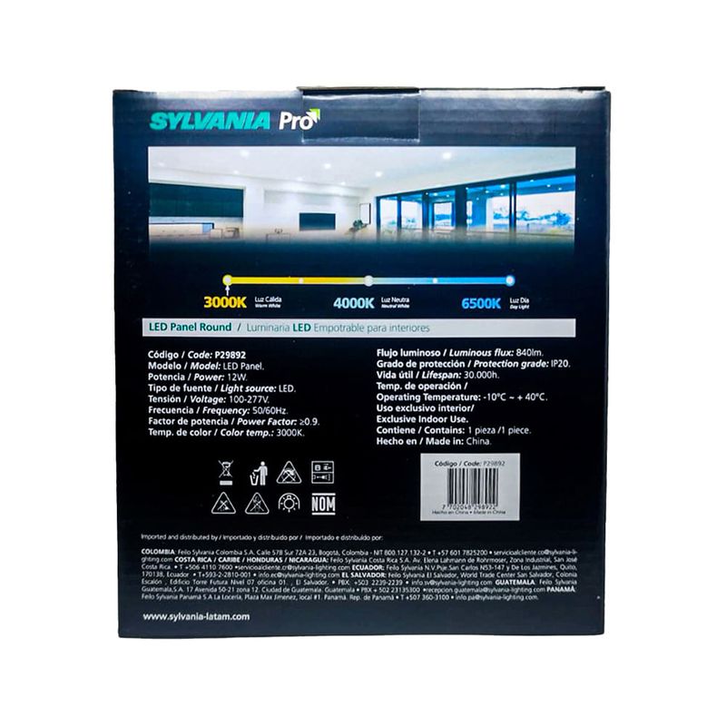 Panel-LED-Slim-Empotrable-Redondo-12W-Luz-Calida-|-Sylvania