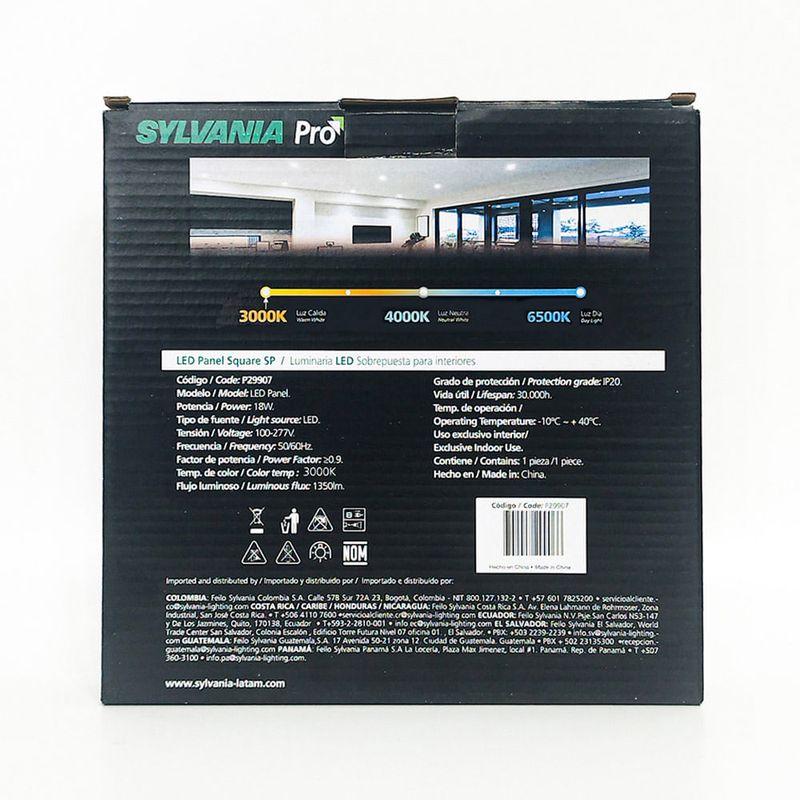 Panel-LED-Sobrepuesto-Cuadrado-18W-Luz-Calida-|-Sylvania