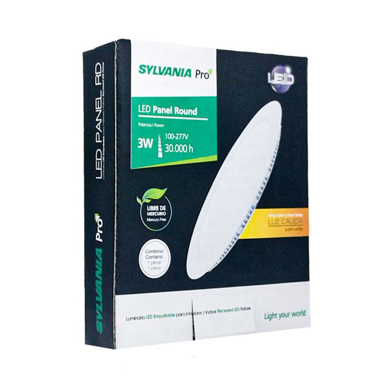 Panel-LED-Slim-Empotrable-Redondo-3W-Luz-Calida-|-Sylvania