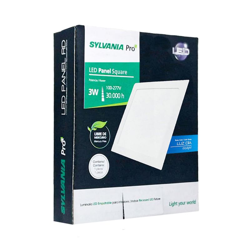 Panel-LED-Slim-Empotrable-Cuadrado-3W-Luz-Dia-|-Sylvania