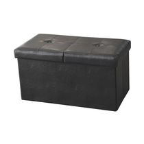 Puff Otto 02 PVC Cuero Sintético Negro | Kennedy Home