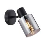 Lampara-de-Pared-Negra-con-Vidrio-Smoke-1xE12-|-Orange