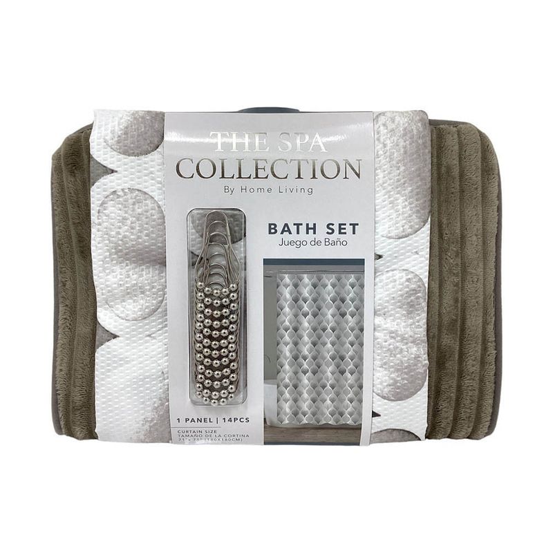 Juego-de-Cortina-y-Alfombra-para-Baño-Plata-Cafe-|-The-Spa-Collection