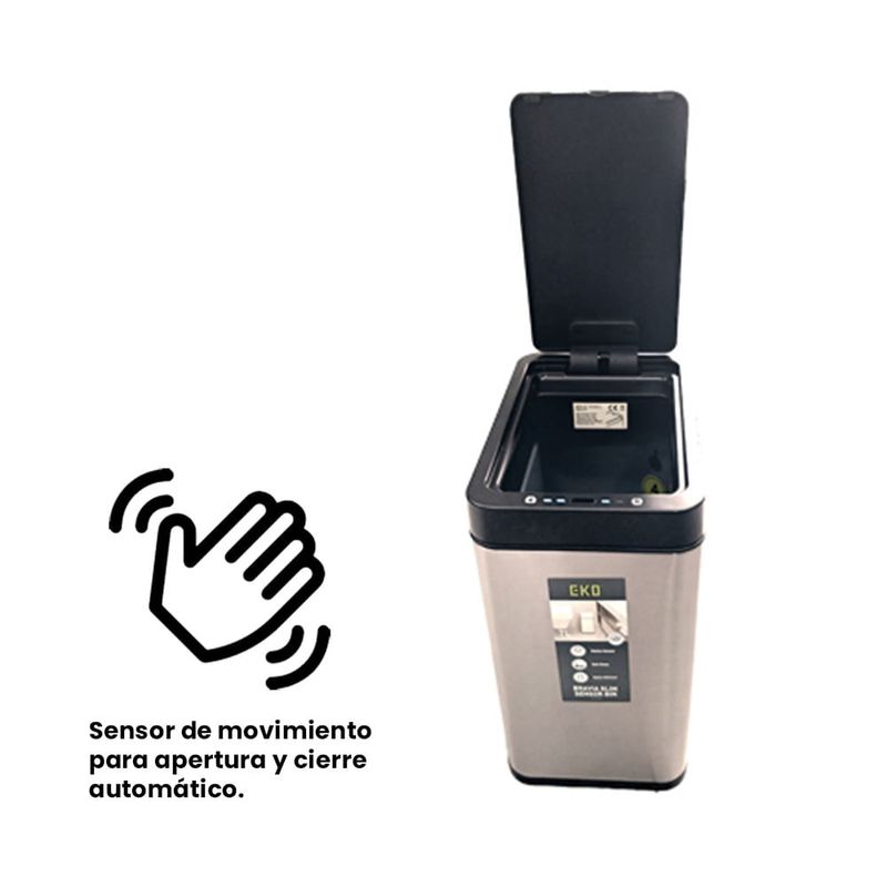 Basurero-con-Sensor-7L-Acero-Inoxidable-|-EKO