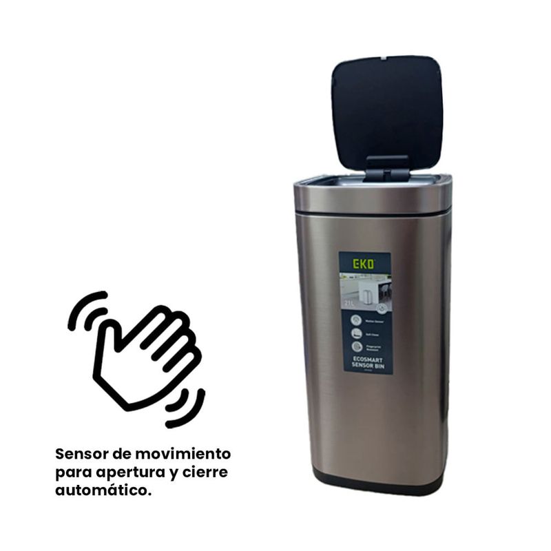Basurero-con-Sensor-21L-Acero-Inoxidable-|-EKO
