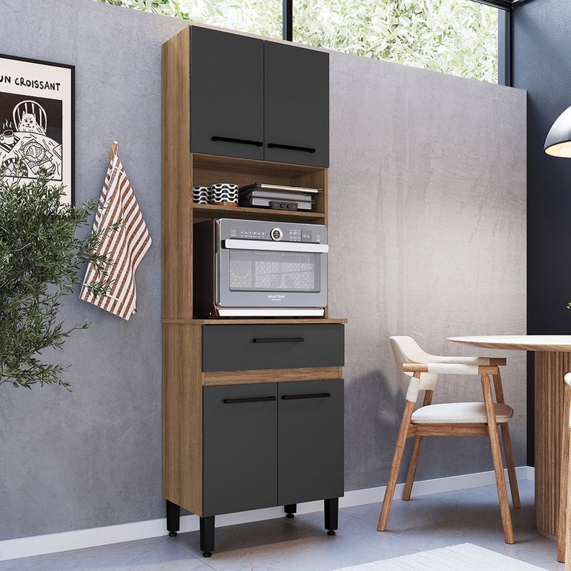 Kit-de-Cocina-Lorna-4-Puertas-Miel-Grafito-|-Delmarco-Moveis