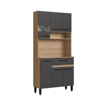 Kit de Cocina Hanna 6 Puertas Miel/Grafito | Delmarco Moveis