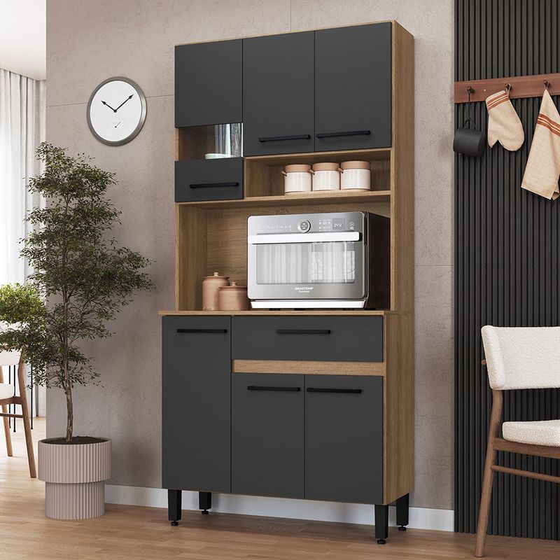 Kit-de-Cocina-Hanna-6-Puertas-Miel-Grafito-|-Delmarco-Moveis