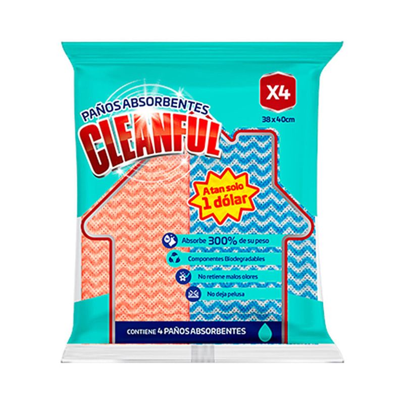 Paños-Absorbentes-de-Poliester-x4-|-Cleanful